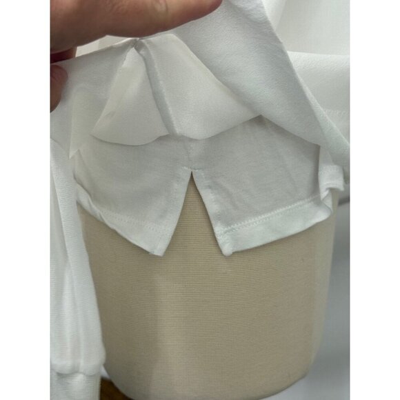 Reiss White Camille Semi Sheer Twin Pocket Top Blouse Viscose Lined EUC Size S - Picture 4 of 11